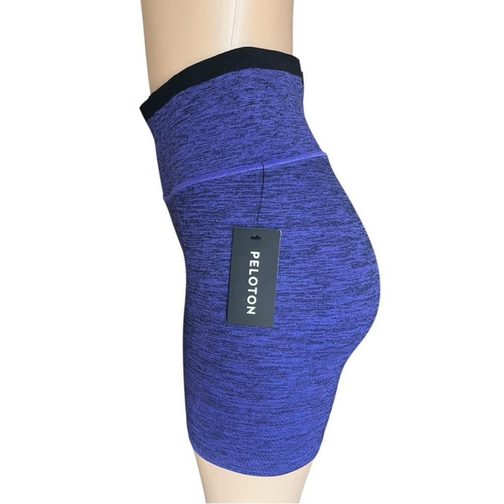 NWT- Peloton Women's Heathered Blue Bike Shorts - Picture 3 of 6